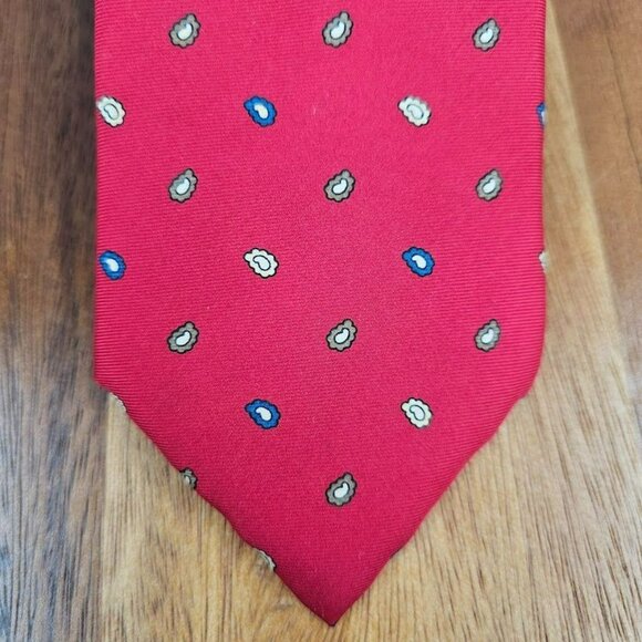 Yves Saint Laurent YSL Tie Red Blue Mini Paisley Print 100% Silk USA Made Gift - Picture 4 of 12